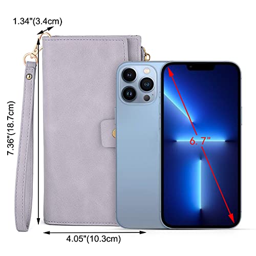 Image of UTO Wallet Women Vegan Leather Wristlet Snap Long Purse Credit Card Holder Elegant Clutch