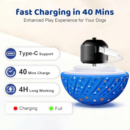 Hundespielzeug Intelligenz, Hundeball Interaktives Hundespielzeug, Intelligentes Wicked Ball Dog Ball mit 3 Spielmodi, RGB LED Lichtern, Interaktiver Spielball für Hunde Kleine, Mittlere, Große