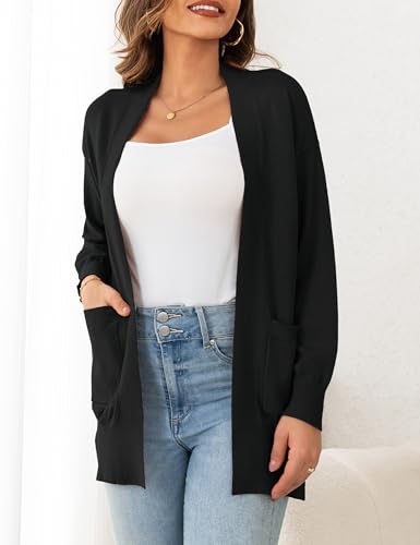OmicGot Women's Long Sleeve Cardigan Sweaters Lightweight Casual Open Front Cropped Shrug Sweaters for Women S-XL2