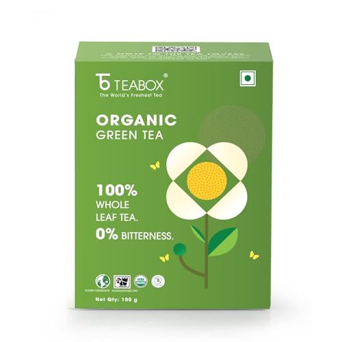 Image of Teabox Green Tea Loose Leaves | Made with 100% Whole Leaf, Sourced from Highlands | 0% Bitterness Assured | 100G