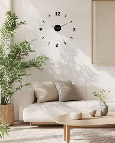 Image of cozyloom 3D Acrylic Modern DIY Large Wall Clock for Stylish Home Wall Decor withMirror Finish Stickers - Perfect for Living Room, Bedroom, Office & Interior Decoration
