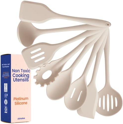 Non-Toxic Platinum Silicone Kitchen Utensil Set of 8 – Non-Scratc...