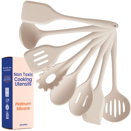 Juego de utensilios de cocina de silicona platino no tóxica, 8 piezas Ziruma