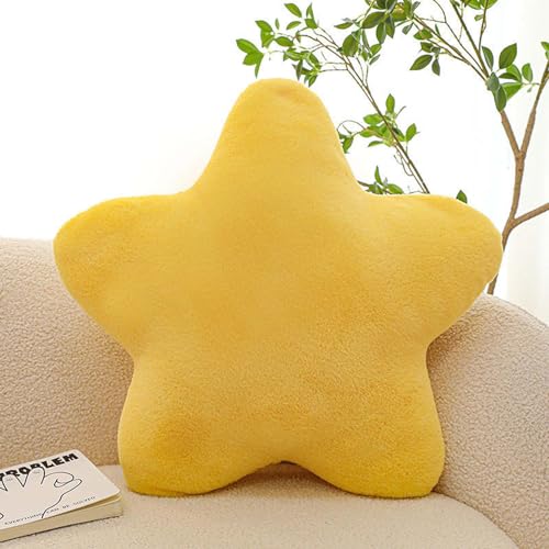 Coussin décoratif pour enfant en forme d'étoile - Doux et moelleux - En forme d'étoile - Pour chambre d'enfant et chambre à coucher - 30 cm - Jaune laiteux