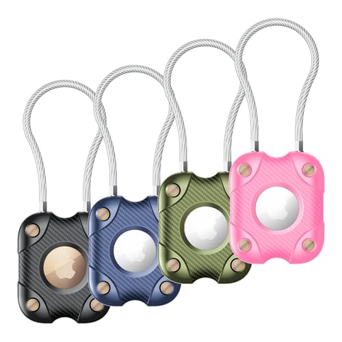 DEERLET for Airtag (1st & 2nd Gen) Holder with Wire Cable, Secure Lock Airtag Keychain,IPX7 Waterproof,360°Hard Protective Air Tag Case Holder for Apple Air tag for Key,Key Ring,Car,Luggage