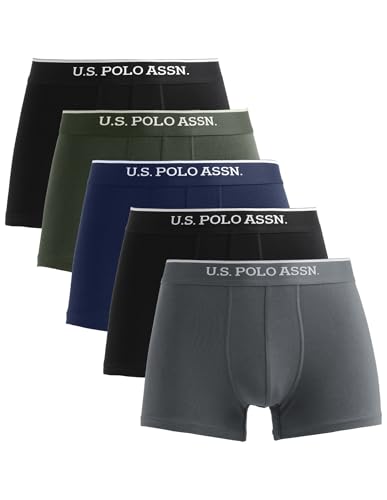 Image of U.S. Polo ASSN. Mens ET004 Anti Microbial Cotton Stretch Essential Underwear Trunk -Pack of 5
