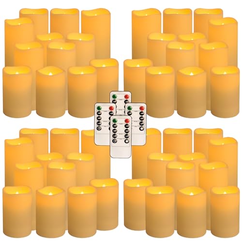 Image of fclayvts 48-Pack LED Flameless Candles with Remote Control - Perfect for Home, Parties, and Special Occasions - Create a Magical Ambiance Effortlessly(Three Sizes)
