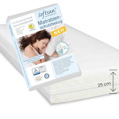 Softsan Extraweich Allergiker Matratzenbezug milbendicht 140x200 cm, Höhe 25 cm, Encasing zum Milbenschutz für Hausstauballergiker milbenkotdicht