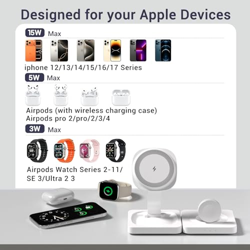Image of 3 in 1 MagSafe Wireless Charging Station for Apple Watch iPhone AirPods
