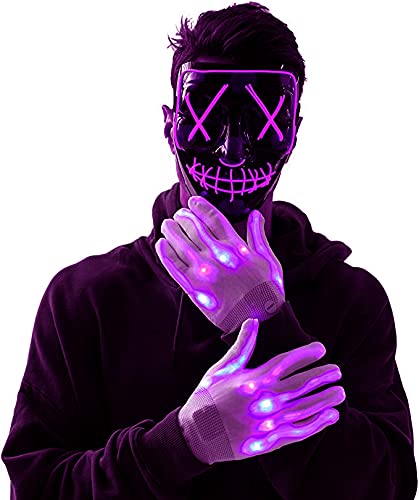Maschera luminosa a LED con rilevamento dei gesti RGB a colori variabile viso foto fai da te maschera di eding animata regalo di Halloween per rave di feste  15