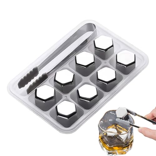 Vodka Cooling Rocks - Stainless Steel Metal Ice Cubles For Drinks | Rememblable Cooling Stones For Whiskey, Bourbon, Water | Drink Coolers