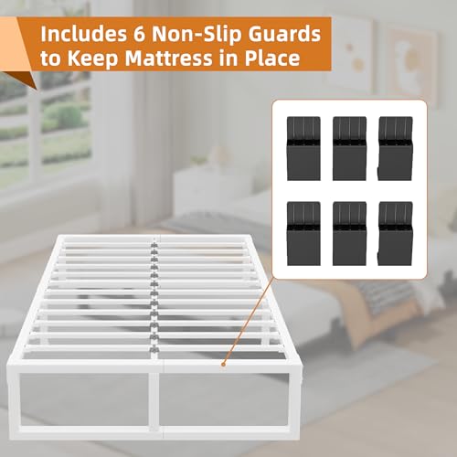 Image of 18 Inch Metal Full Size Bed Frame with Steel Support, Noise-Free