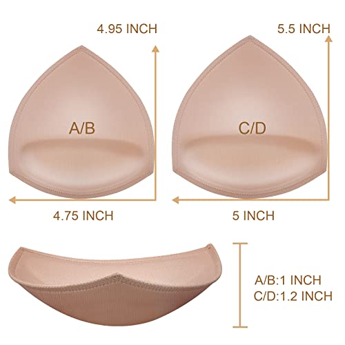 Oxysaiko Bra Pads Inserts 4 Pairs, Women's Breathable Comfy Replacement Removable Sport Bra Push Up Pads Suitable For A Cup And B Cup (Beige) #TOP6