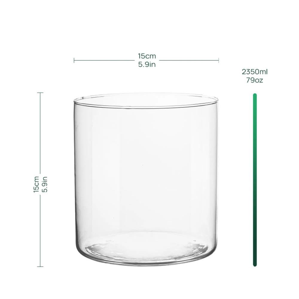 TREND FOR HOME Vaso Vetro Trasparente Cilindrico per Fiori e Tulipani - Decorativo da Interno, Contenitore per Candele, A: 15 cm, ⌀ 15 cm, 2350 ml, Calen