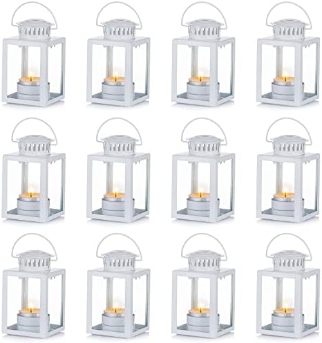 Nuptio Lanterns for Candles Garden Lanterns, 2 Pcs Vintage Style Hanging Small Lanterns for Tealight Candle, Black Candle Tea Light Holders for Indoor Outdoor Events Birthday Party Wedding