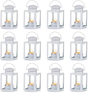 Nuptio Lanterns for Candles Garden Lanterns, 2 Pcs Vintage Style Hanging Small Lanterns for Tealight Candle, Black Candle Tea Light Holders for Indoor Outdoor Events Birthday Party Wedding