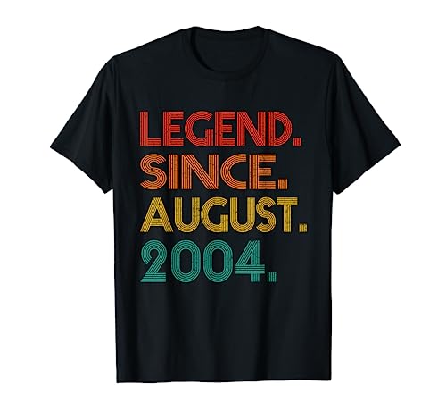Legend Since August 2004 Birth Of Birthday Idea Vintage Maglietta