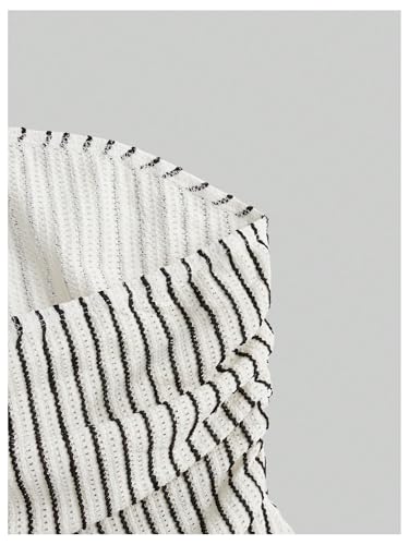 GORGLITTER Women's Asymmetrical Strapless Tube Tops Ruched Textured Sleeveless Bandeau Going Out Tops4