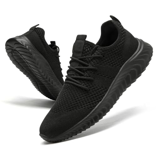 Womens Tennis Shoes Running Shoes - Gym Sneakers Shoes Walking Workout Shoes Non Slip Walking Athletic Slip on Breathable Mesh Comfortable Lightweight Casual Fashion Sports Shoes Black Size 7.5