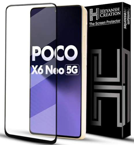 Image of Tempered Glass Screen Protector Compatible for Poco X6 Neo 5G with Edge to Edge Coverage and Easy Installation Kit, Pack of 1, Black (Poco X6 Neo 5G)