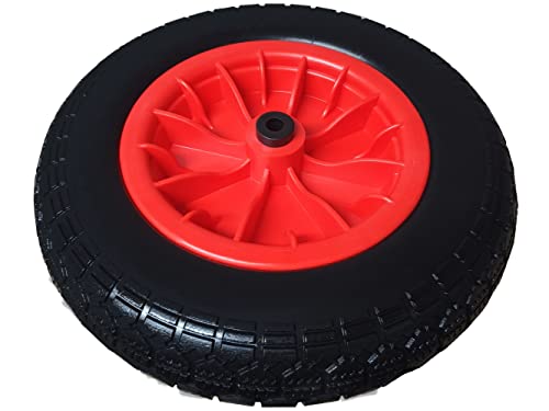 PU 14" Puncture Proof RED Wheelbarrow Wheel Tyre 3.50-8 foam filled + AXLE By KetoPlastics 4 PU 14" Puncture Proof RED Wheelbarrow Wheel Tyre 3.50-8 foam filled + AXLE By KetoPlastics - Image 4