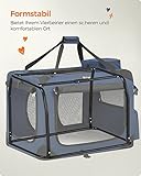 Feandrea Hundebox faltbar, Transportbox Hund, L, Hundetasche, Oxford-Gewebe, Netzstoff, atmungsaktiv tragbar transportabel, Metallrahmen, mit Griffen, Taschen, 70 x 52 x 52 cm, dunkelblau PDC70Z
