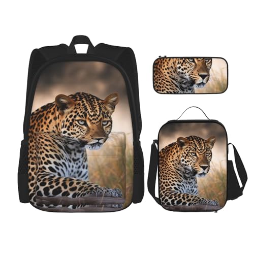 Sac à dos décontracté homme et femme noir avec trousse et sac isotherme assorti