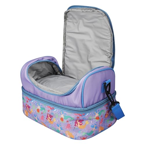 Image of Ji and Ja Multi Compartment Dual Slot Lunch Bag Double Insulated Tiffin Lunch Bag with Multi Zipper Pockets for School (Mermaid Purple)