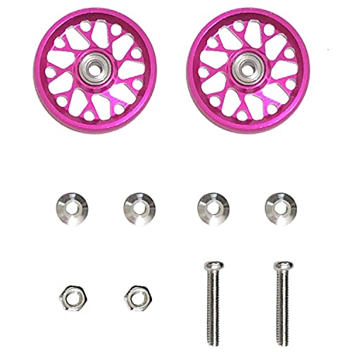 OVERisus ミニ四駆 パーツ アルミ 合金 ドレスアップ リング モーター コース 19mm ベアリング ローラー 2個 入り セット (A ピンク)