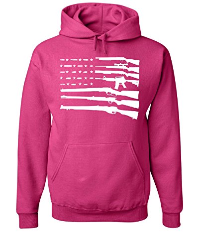 Tee Hunt American Flag Hoodie 2nd Amendment Gun Rights Homeland AR15 Sweatshirt Hot Pink Medium