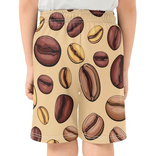 J JOYSAY Roasted Coffee Bean Tan Boys Athletic Shorts Kids Youth Casual Shotrs with Elastic Waistband Pockets3