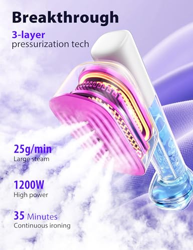 Image of Travel Steamer for Clothes with 180 ml Water Tanks,15s Fast Heat-up,24 g /min Strong Steam Performance, Portable Garment Steamer with Touch Control, LED Display, Steam Iron(White)