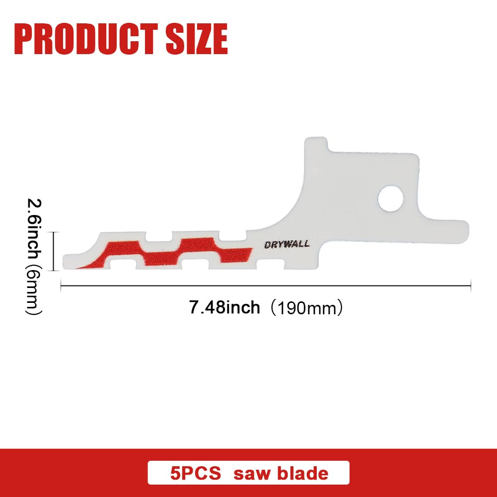 5 Pcs 48-00-1640 for Milwauke Electric Tool Drywall Reciprocating Saw Blade - Blunt Point Design, Replacement Blade for Sawzall Drywall Access,Saw Blades