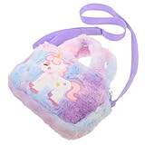 Totority Bolso Bandolera de Peluche Unicornio para Niñas Bolso Pequeño Cuadrado de Felpa Diseño de Unicornio Color Morado Teñido Infantil Obsequio para Niñas y Ligero para Uso Diario