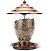 REALEAD Bird Feeder, Wild Bird Feeders for Outside,Metal and Glass Bird Feeder with 3 lbs Seed Capacity, Bird Feeders for Outdoor Hanging for Garden Yard