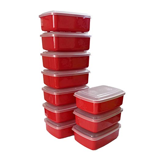 Conjunto de Potes Plásticos Retangulares Pequenos de 1000ml C/10 Peças (Mesclados)