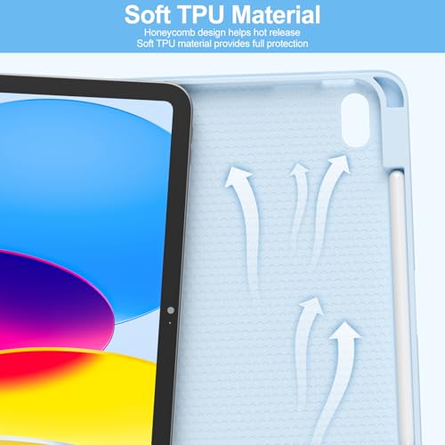 Image of COO Keyboard Case for iPad 11th A16 /10th Gen | Detachable Bluetooth Keyboard, Pencil Holder, Auto Wake /Sleep, 3 Angles, Shockproof PU TPU Cover, Blue
