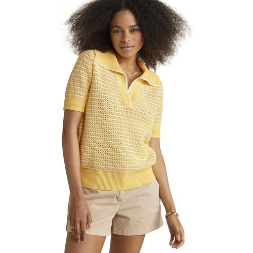 vineyard vines Women's Open-Stitch Short-Sleeve Polo Sweater