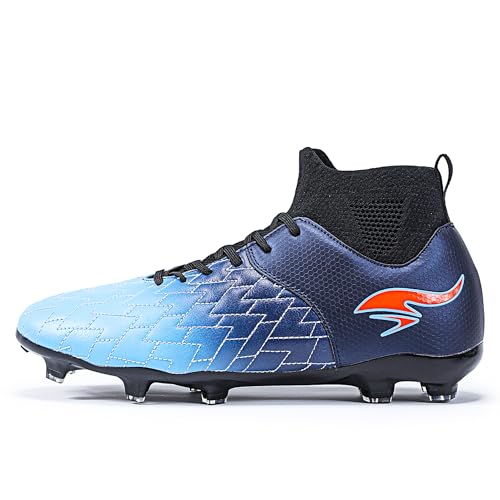 Men's Soccer Cleats High-Tops Lace-Up Non-Slip Football Cleats Outdoor Sports Athletic Soccer Shoes Big Boy HG Turf Boots