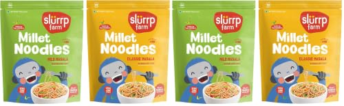Image of Slurrp Farm No Maida Hakka Noodles, Not Fried, No MSG, Classic Millet and Mild Millet Noodles Combo, Pack of 4, 192g Each