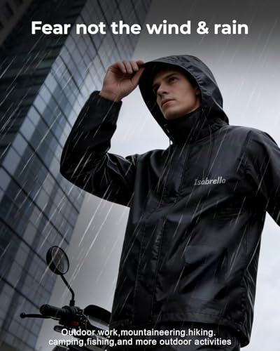 Image of ISABRELLA Raincoat for Men Waterproof, Heavy Duty Rain Suit with Reflective Strips, Breathable and Durable Rain Jacket and Pants Set for Motorcycle, Fishing, Hiking and Outdoor Work (XL)