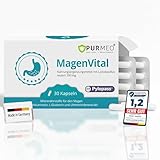 PURMEO® MagenVital – Pylopass® Lactobacillus reuteri, Zinkcarnosin, L-Glutamin und Ulmenrindenextrakt – 30 Kapseln – Unterstützung der Verdauung – vegan, laktosefrei, laborgeprüft, Made in Germany