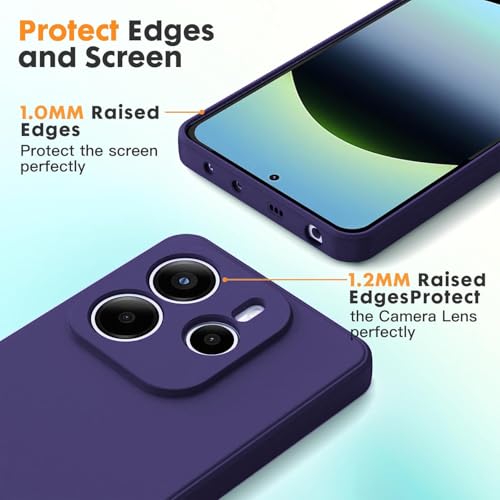 Image of DIZORO Compatible with Mi Redmi Note 14 5G Back Cover with Upgraded Square Edges for Camera Protection Shockproof Flexible Matte Liquid Silicone Mobile Phone Case (Deep Purple.)