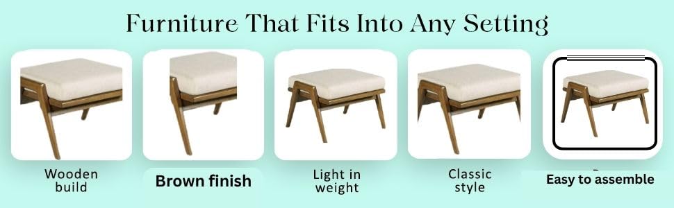 Image of Stool /Seat /Ottoman /Bench in Solid Sheesham Wood Stool with Cushion | Sitting Chair with Handle (Mahogany, Type-2) Set of-2