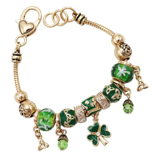 Rosemarie Collections Women's St. Patrick's Day Irish Shamrock Claddagh Glass Bead Charm Bracelet, 7-8" with 1" Extender3