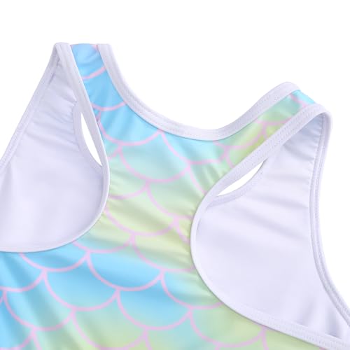 Image of Girl Swimsuit 2 Piece Bathing Suit High Waist Color Block Bikini Skirt Set Sporty Summer Swimwear 4-13Y