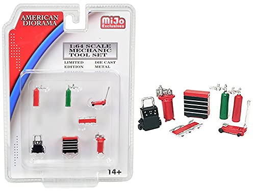 American Diorama Mechanic Tool Set, Red 38404MJ - 1/64 Scale Figurine - Diorama Accessory American Diorama Mechanic Tool Set, Red 38404MJ - 1/64 Scale Figurine - Diorama Accessory