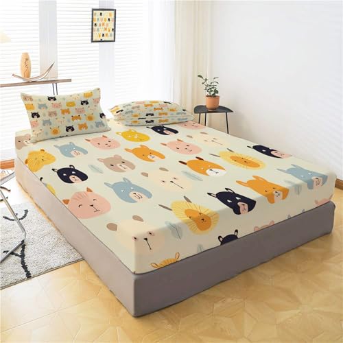 Drap housse 200x200 ajustable en microfibre douce jaune clair - 3