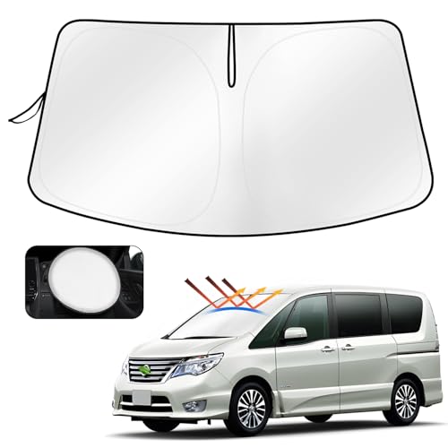 Cartist 日産 セレナ C26 フロントサンシェード 2010年11月~2016年7月 サンライン サンセット サンフィア フロントガラス サンシェード シェードカーテン マルチサンシェード 遮光 シェード 日よけ 車種専用 UVカット 車中泊 カスタムパーツ インテリア 内装パーツ 取付簡単 収納袋付 メーカー直営