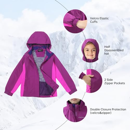 Girls Boys Rain Jackets, Lightweight Waterproof Kids Rain Coats with Hood Windbreakers for Kids4